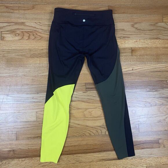 Athleta ASYM Colorblock Size LT Supersonic Black Green Athletic Leggings - Picture 10 of 10